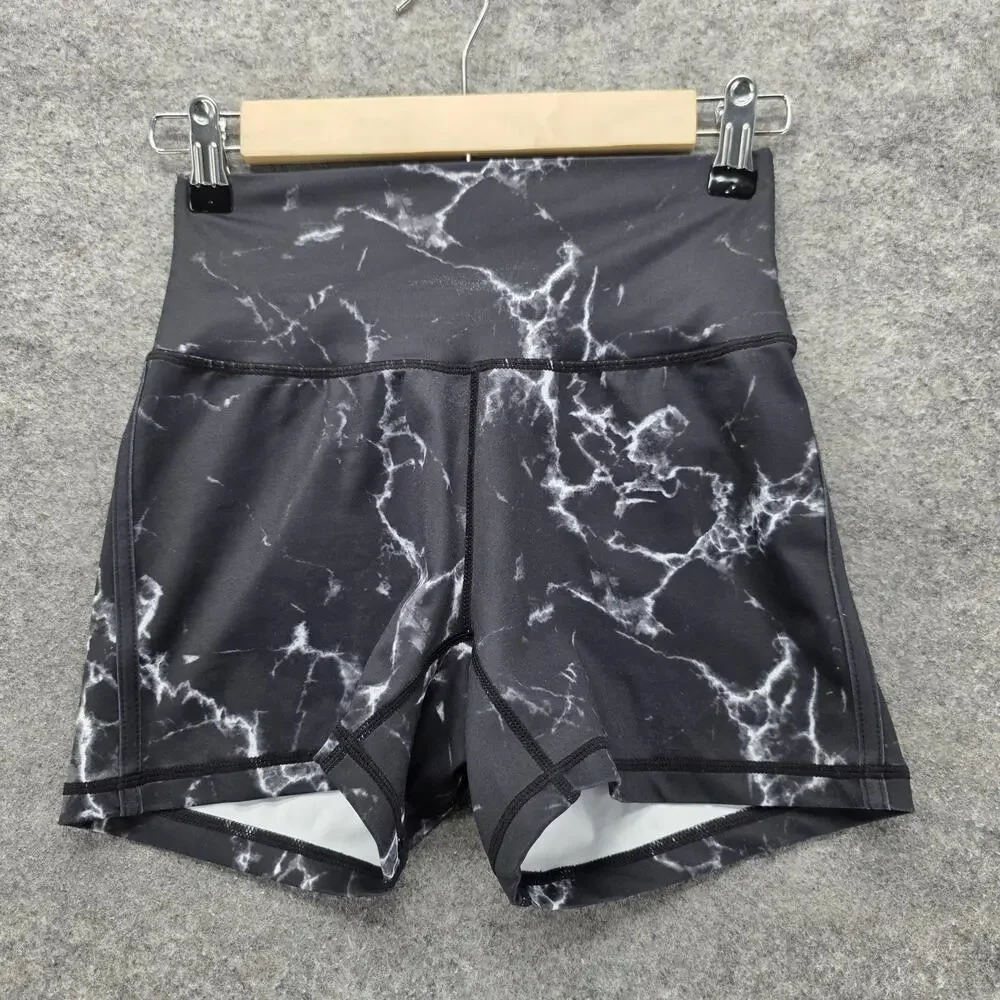 BuffBunny Shorts Womens M Black 4 In Biker Athletic Slim Elastic Waist Pockets